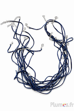 Ketting van leren - lengte 45 cm - blauw